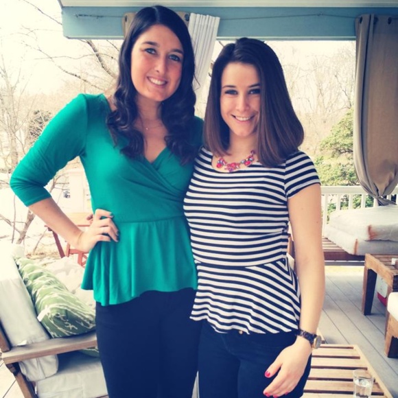 Black/White Striped Peplum top - Picture 3 of 7